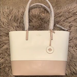 Tanya tote bright white/ warm beige